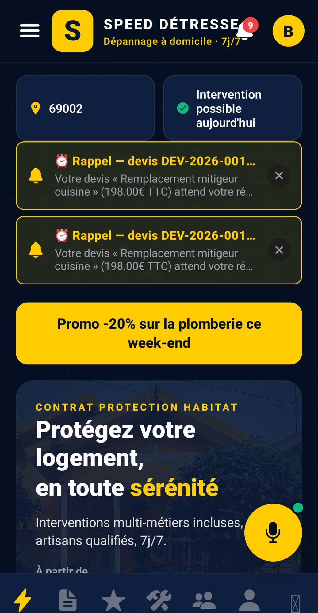 Application Speed Détresse — Votre tableau de bord