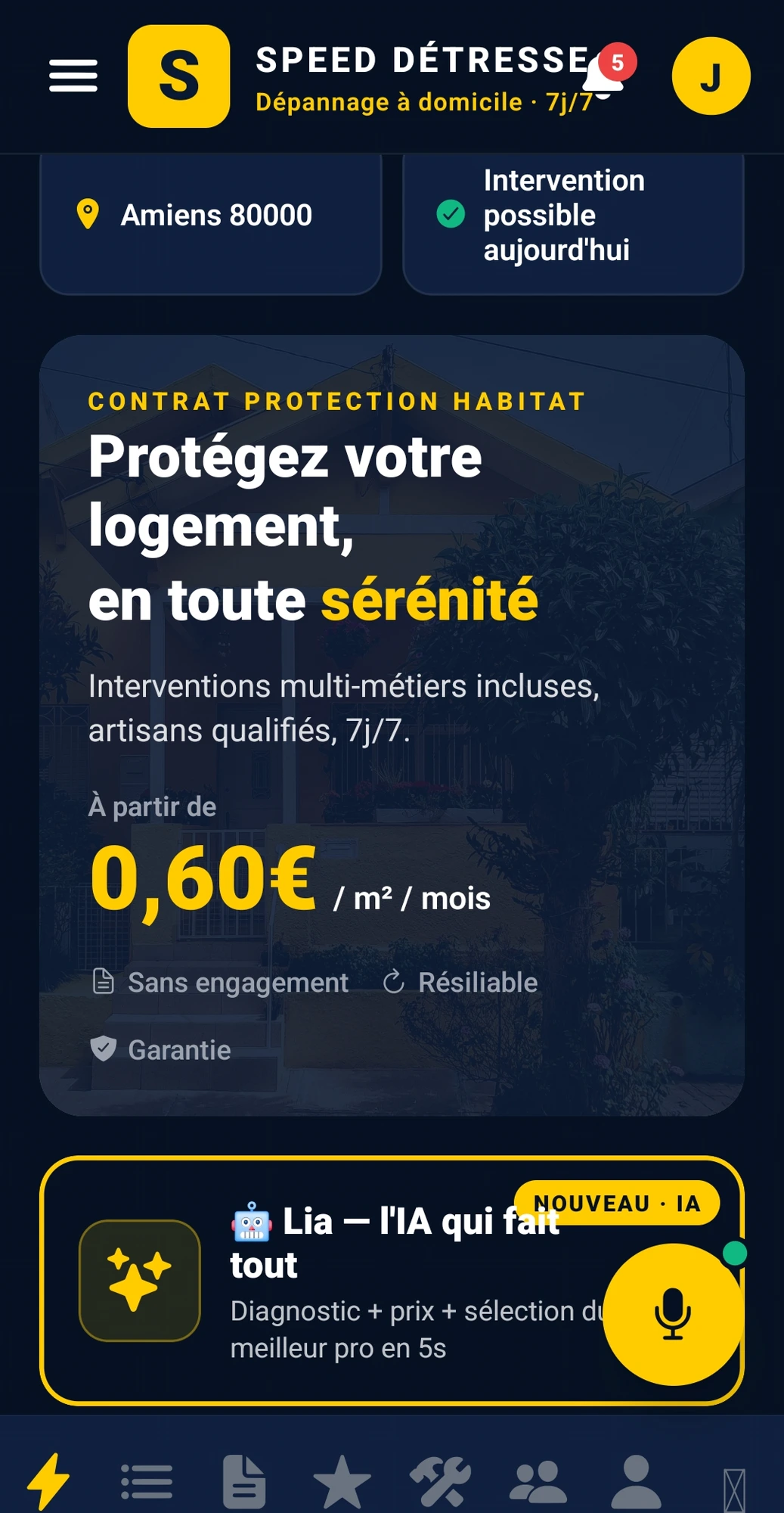Application Speed Détresse — espace propriétaire