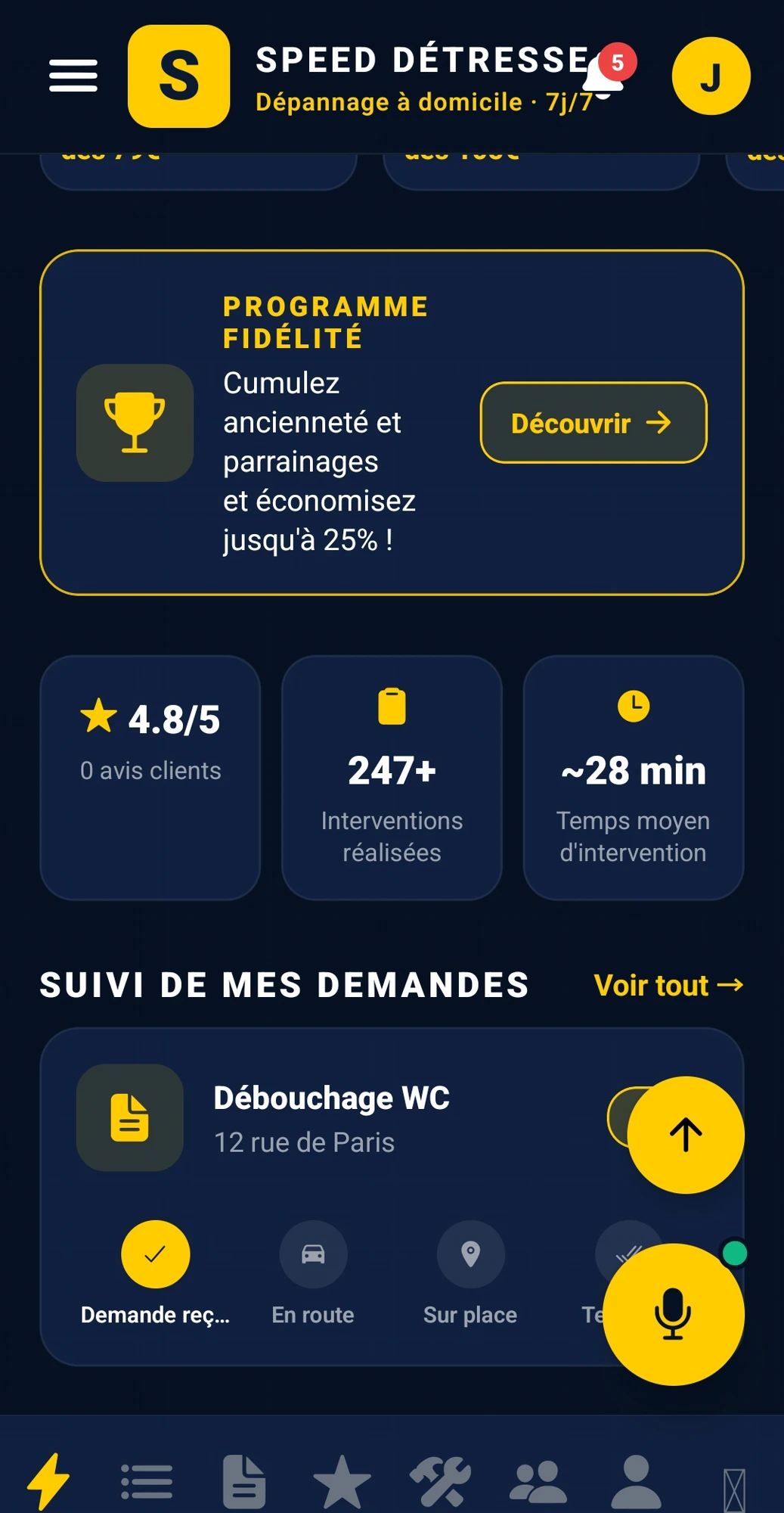 Application Speed Détresse — Suivi en direct