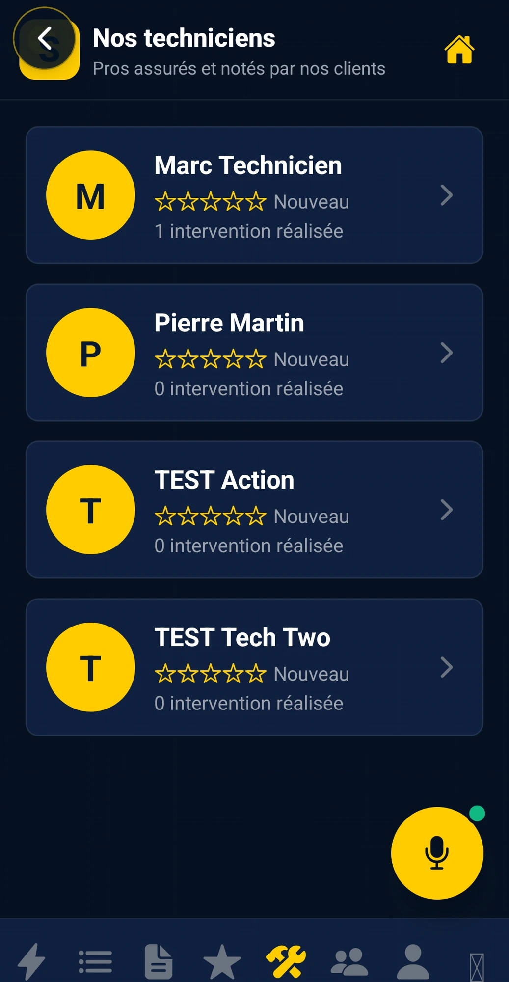 Application Speed Détresse — Nos techniciens