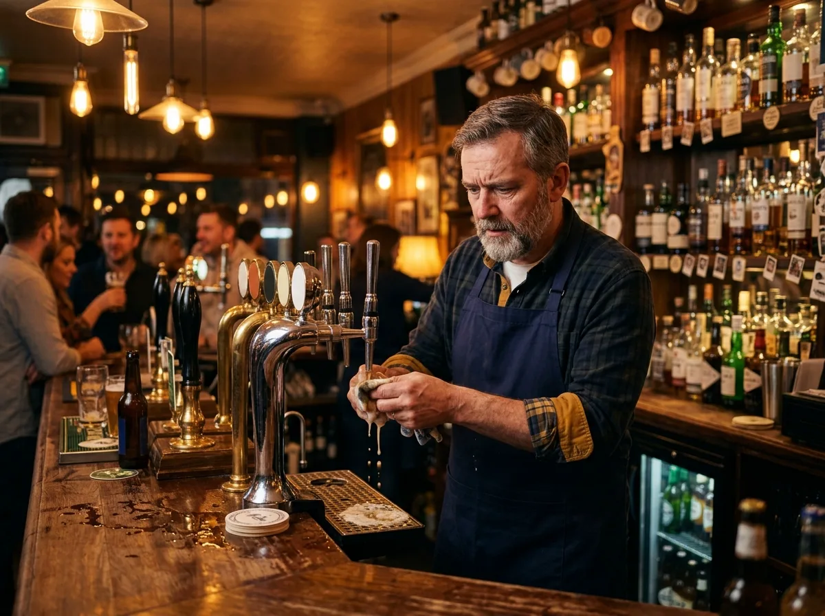 Bar — tireuse qui fuit en soirée